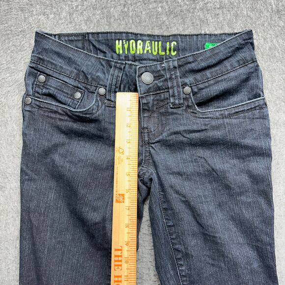 Hydraulic Extreme Slim Jeans Size 1/2 Short Black Gray Skinny Stretch Denim - Picture 16 of 16
